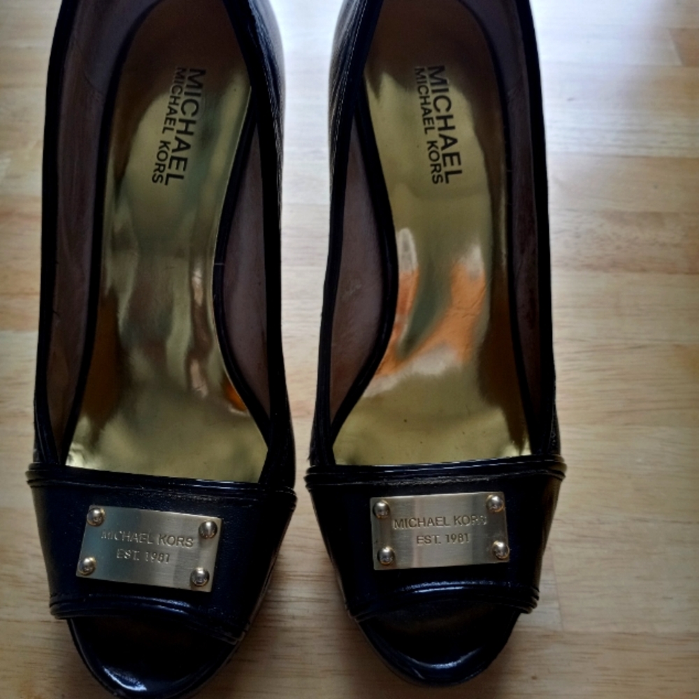 Michael by Michael Kors black peep toe shoe